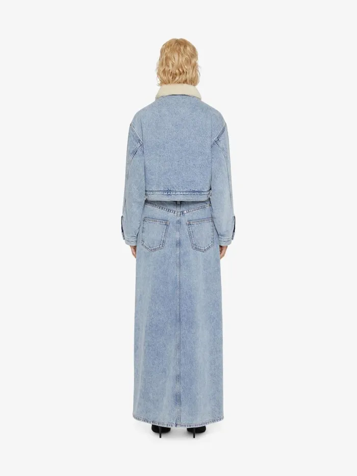 Givenchy Skirt In Denim With Slit Light Blue Women Skirts