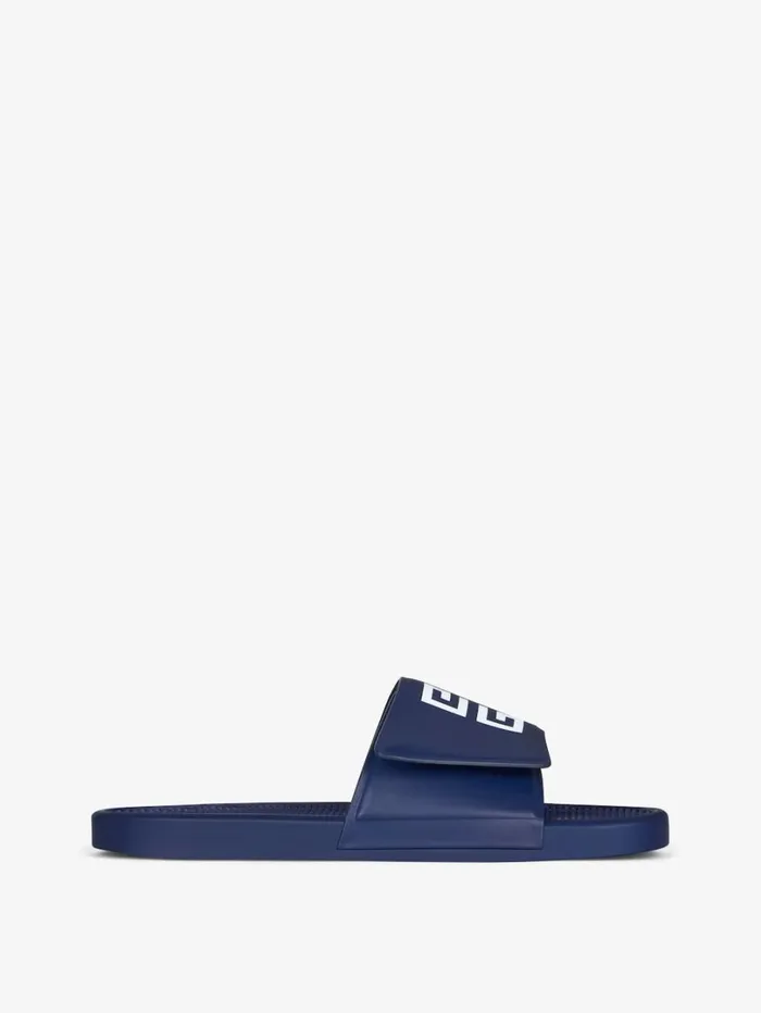 Givenchy Slide Flat Sandals In Synthetic Leather Medium Blue Men Slides and Sandals Givenchy Slide Flat Sandals In Synthetic Leather Medium Blue Men Slides and Sandals