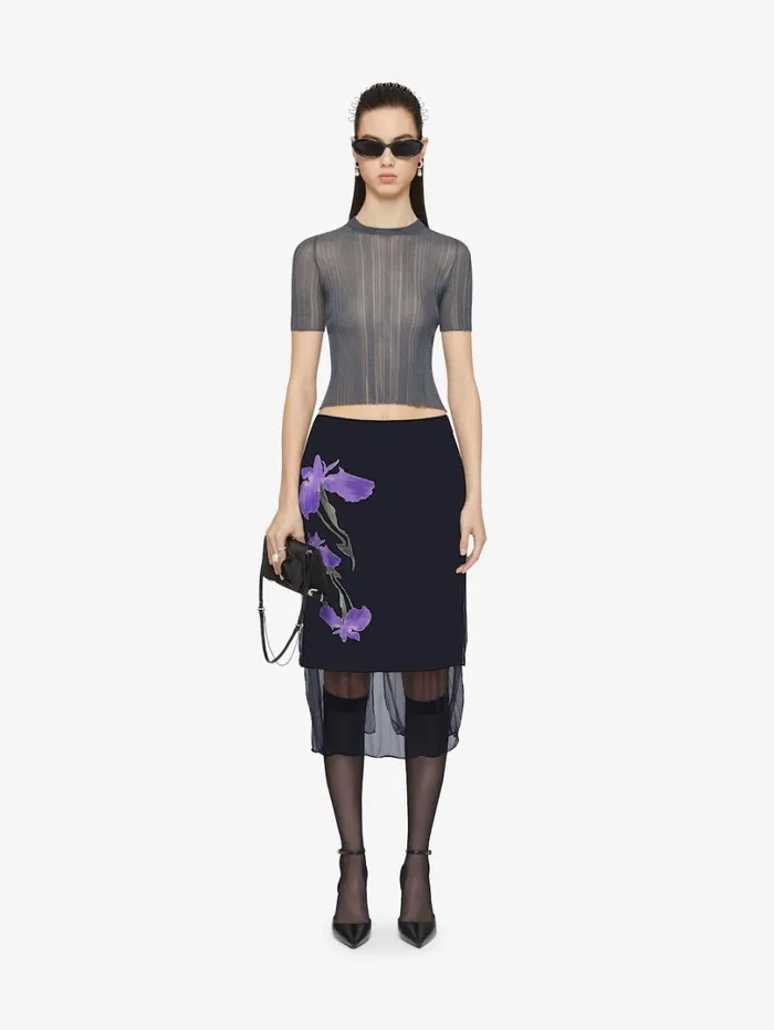 Givenchy Slim Fit Sweater In Transparent Knit Shark Grey Women Knitwear