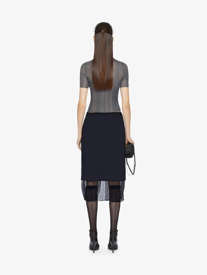 Givenchy Slim Fit Sweater In Transparent Knit Shark Grey Women Knitwear