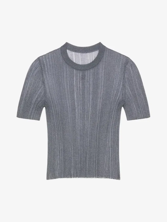 Givenchy Slim Fit Sweater In Transparent Knit Shark Grey Women Knitwear