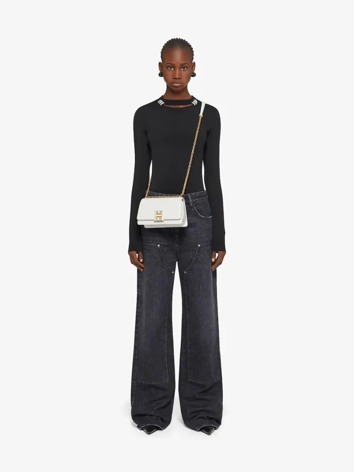 Givenchy Small 4G Bag In Leather With Chain Ivory Women Crossbody Bags Givenchy Small 4G Bag In Leather With Chain Ivory Women Crossbody Bags