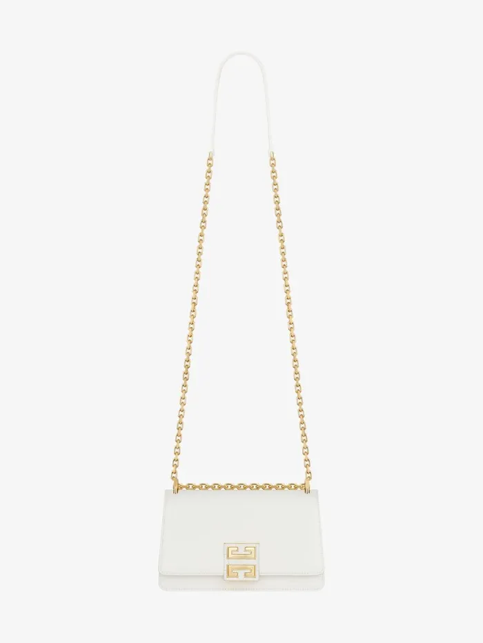 Givenchy Small 4G Bag In Leather With Chain Ivory Women Crossbody Bags Givenchy Small 4G Bag In Leather With Chain Ivory Women Crossbody Bags