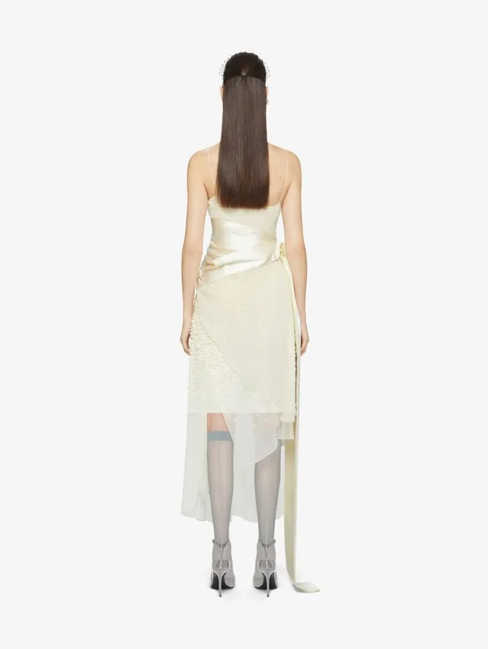 Givenchy Straps Dress In Silk Muslin With Embroidered Flowers Butter Women Dresses
