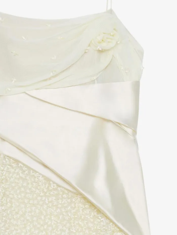 Givenchy Straps Dress In Silk Muslin With Embroidered Flowers Butter Women Dresses