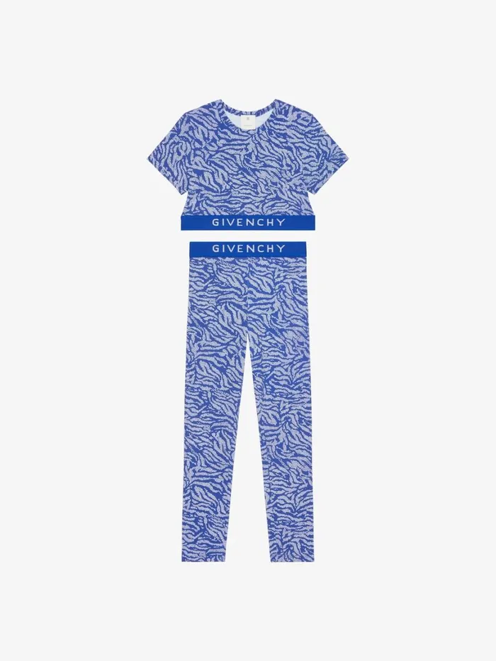 Givenchy Tshirt And Legging With Zebra Print Set Whiteblue Women Girl 4 To 12 Years