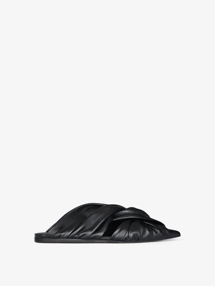 Givenchy Twist Flat Mules In Leather Black Women Slides and Sandals