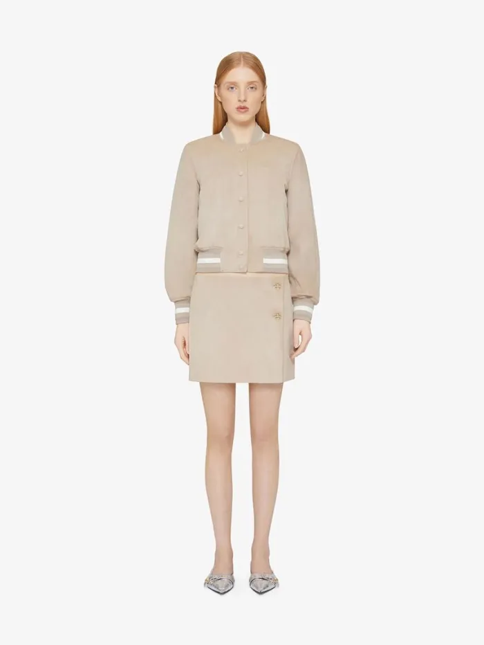 Givenchy Varsity Jacket In Suede Sand Women Outerwear and Blousons