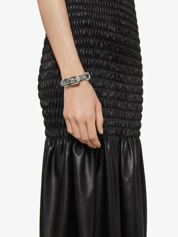 Givenchy Voyou Bracelet In Laminated Leather And Metal Silvery Grey Women Jewelry Givenchy Voyou Bracelet In Laminated Leather And Metal Silvery Grey Women Jewelry