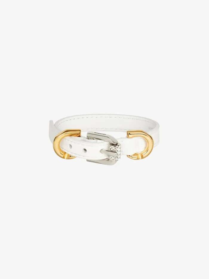 Givenchy Voyou Bracelet In Leather And Metal Ivory Women Jewelry