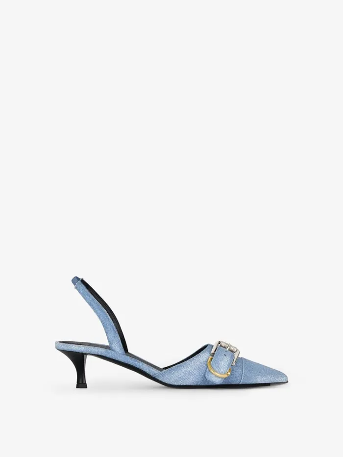 Givenchy Voyou Slingbacks In Washed Denim Medium Blue Women Heels