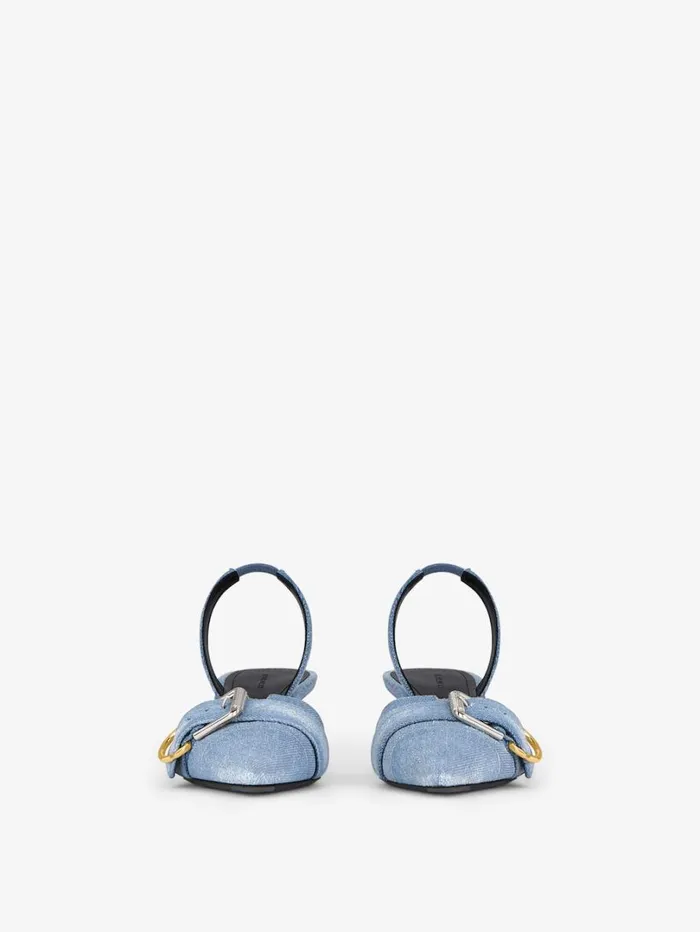 Givenchy Voyou Slingbacks In Washed Denim Medium Blue Women Heels Givenchy Voyou Slingbacks In Washed Denim Medium Blue Women Heels