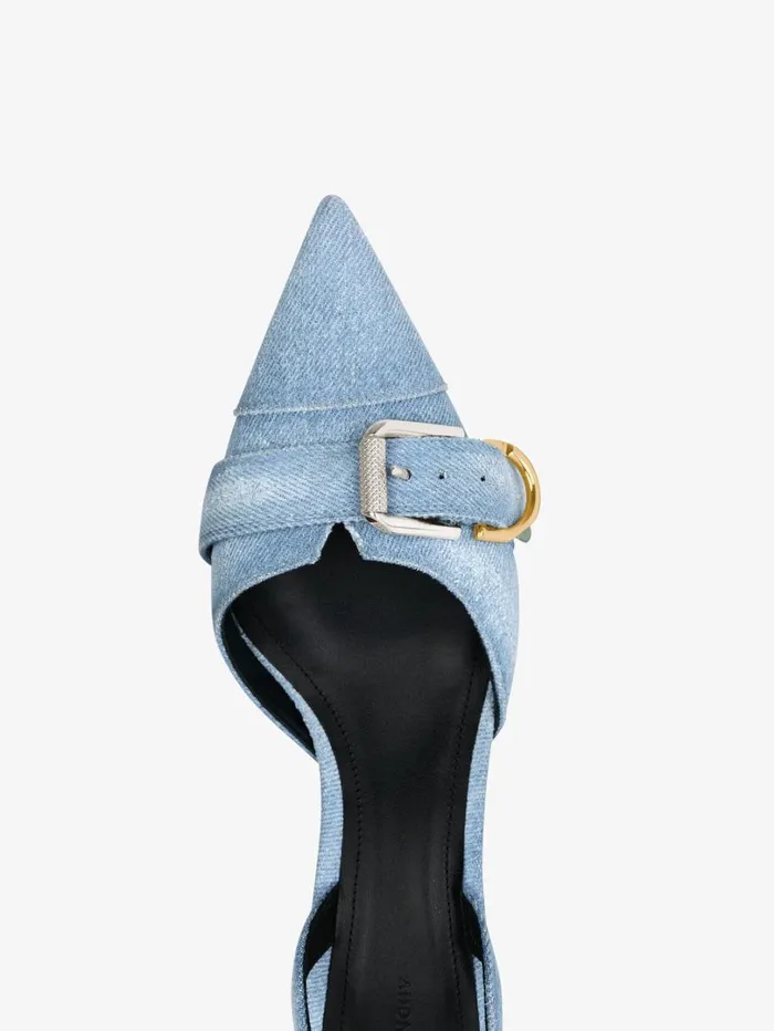 Givenchy Voyou Slingbacks In Washed Denim Medium Blue Women Heels Givenchy Voyou Slingbacks In Washed Denim Medium Blue Women Heels