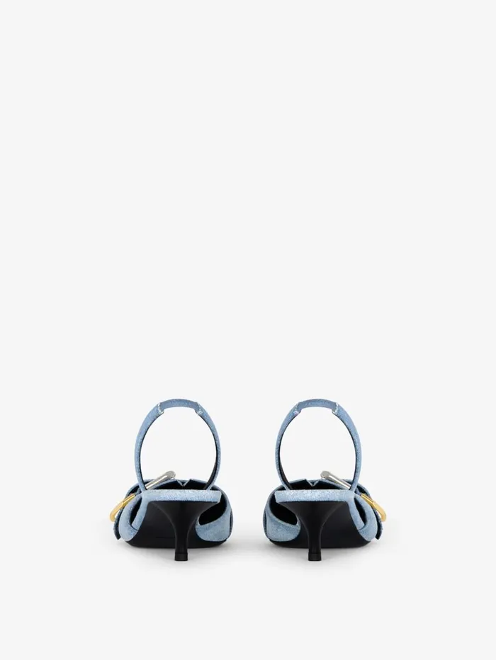 Givenchy Voyou Slingbacks In Washed Denim Medium Blue Women Heels Givenchy Voyou Slingbacks In Washed Denim Medium Blue Women Heels