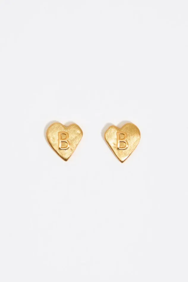 Gold Heart Letter B Earrings Gold Women Bimba Y Lola Jewelry
