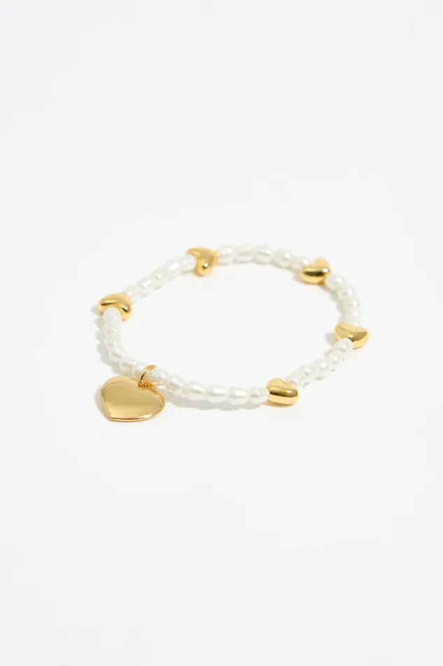 Gold Hearts And Pearls Bracelet Gold Women Bimba Y Lola Jewelry