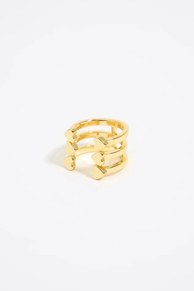 Gold Hearts Threeband Ring Gold Women Bimba Y Lola Jewelry