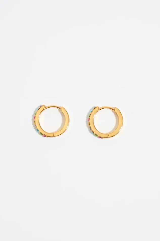 Golden Hoop Earrings With Crystals Gold Women Bimba Y Lola Jewelry