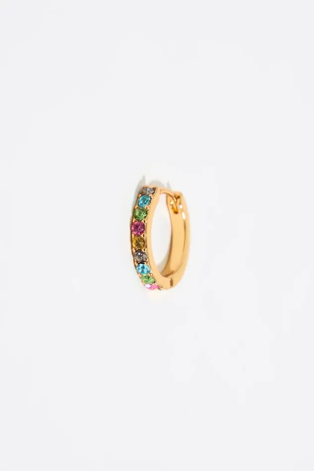 Golden Hoop Earrings With Crystals Gold Women Bimba Y Lola Jewelry Golden Hoop Earrings With Crystals Gold Women Bimba Y Lola Jewelry