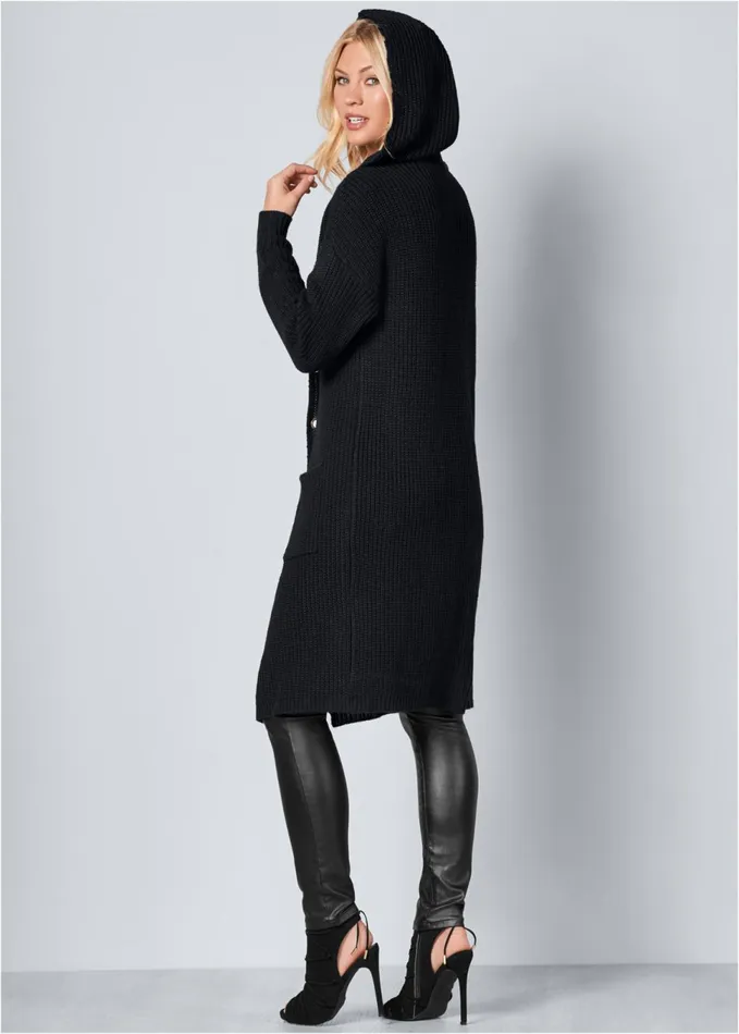 GROMMET DETAIL DUSTER Black Women VENUS Cardigans and Dusters
