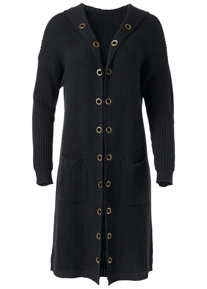 GROMMET DETAIL DUSTER Black Women VENUS Cardigans and Dusters
