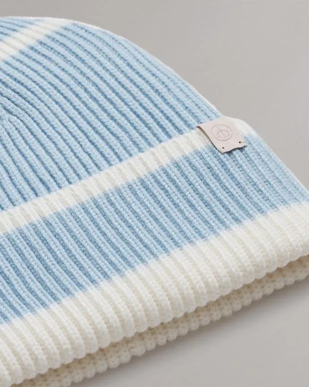 Hats and Gloves Women Rag and Bone Blake Striped Beanie Light Blue