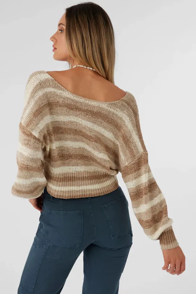 HILLSIDE STRIPE TWIST FRONT TWOWAY SWEATER Cement Women O039NEILL Clothing