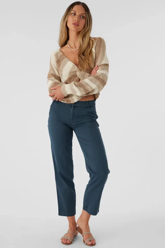 HILLSIDE STRIPE TWIST FRONT TWOWAY SWEATER Cement Women O039NEILL Clothing