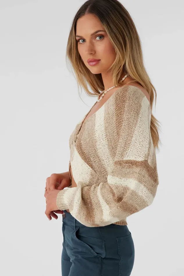 HILLSIDE STRIPE TWIST FRONT TWOWAY SWEATER Cement Women O039NEILL Clothing