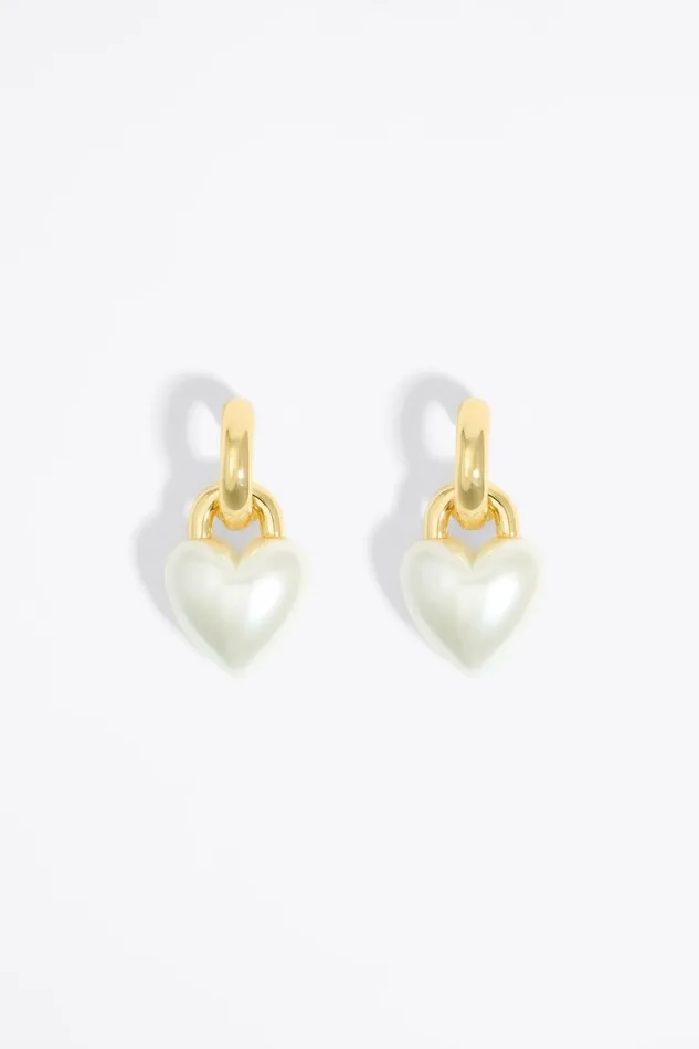 Hoop Earrings With A Pearl Heart Gold Women Bimba Y Lola Jewelry