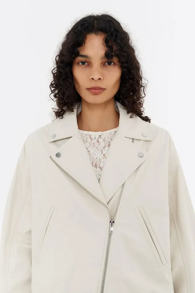 Ice Gray Leather Biker Jacket Ice Grey Women Bimba Y Lola Jackets And Blazers Ice Gray Leather Biker Jacket Ice Grey Women Bimba Y Lola Jackets And Blazers