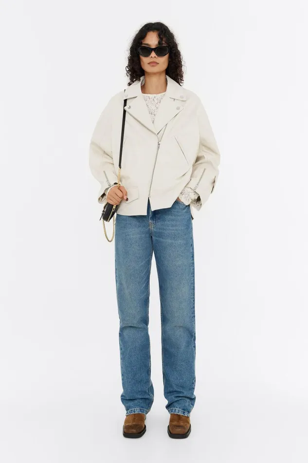 Ice Gray Leather Biker Jacket Ice Grey Women Bimba Y Lola Jackets And Blazers Ice Gray Leather Biker Jacket Ice Grey Women Bimba Y Lola Jackets And Blazers