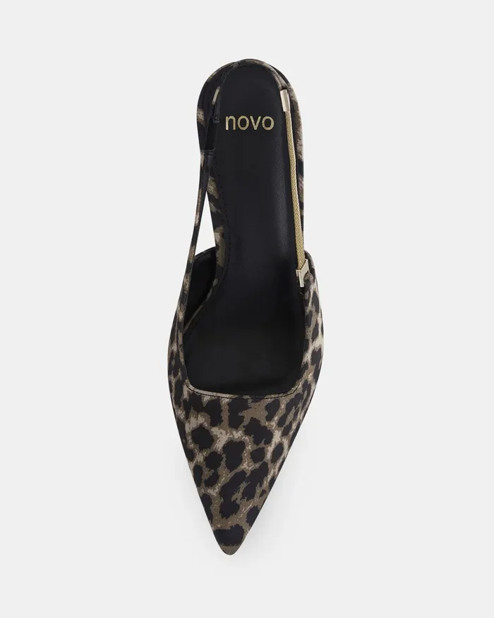 INIGO LEOPARD SATIN Pumps Women Stilettos NOVO Shoes