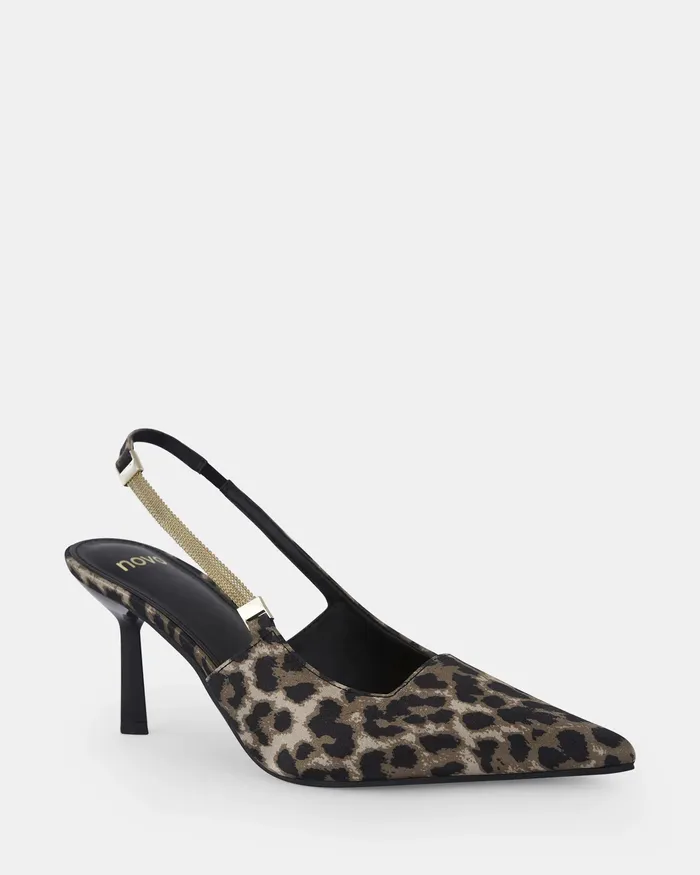 INIGO LEOPARD SATIN Pumps Women Stilettos NOVO Shoes