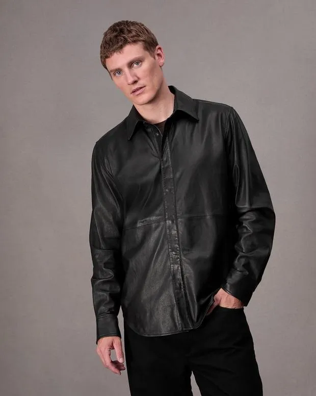 Jackets and Coats Men Rag and Bone Jonas Leather Shirt Black