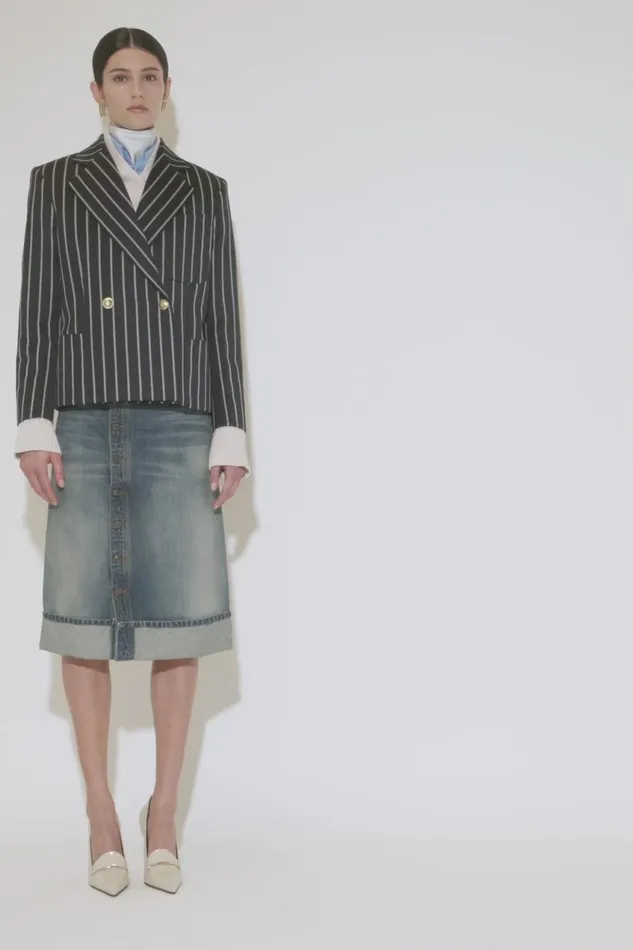 Jackets and Coats Women Victoria Beckham Cropped Double Breasted Jacket In MidnightWhite