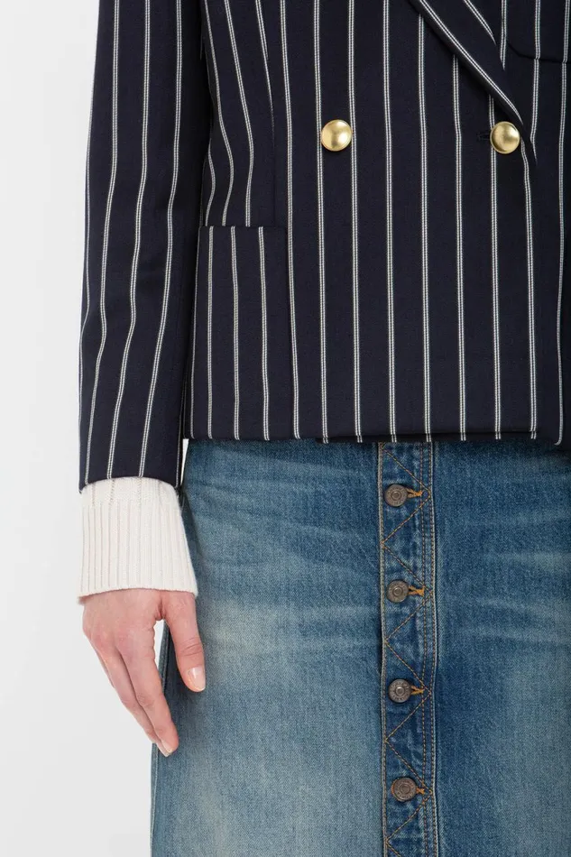Jackets and Coats Women Victoria Beckham Cropped Double Breasted Jacket In MidnightWhite