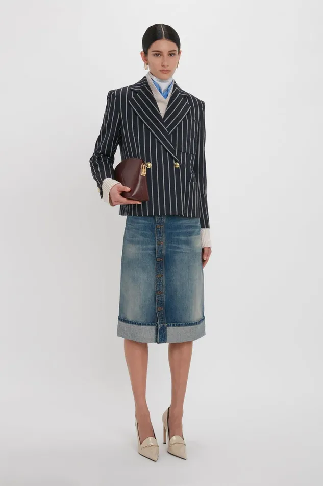 Jackets and Coats Women Victoria Beckham Cropped Double Breasted Jacket In MidnightWhite