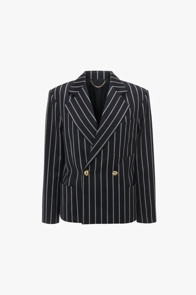 Jackets and Coats Women Victoria Beckham Cropped Double Breasted Jacket In MidnightWhite
