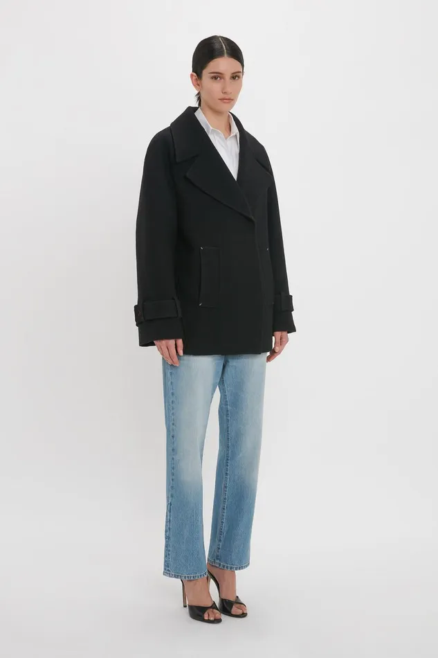 Jackets and Coats Women Victoria Beckham Oversized Pea Coat In Black Jackets and Coats Women Victoria Beckham Oversized Pea Coat In Black