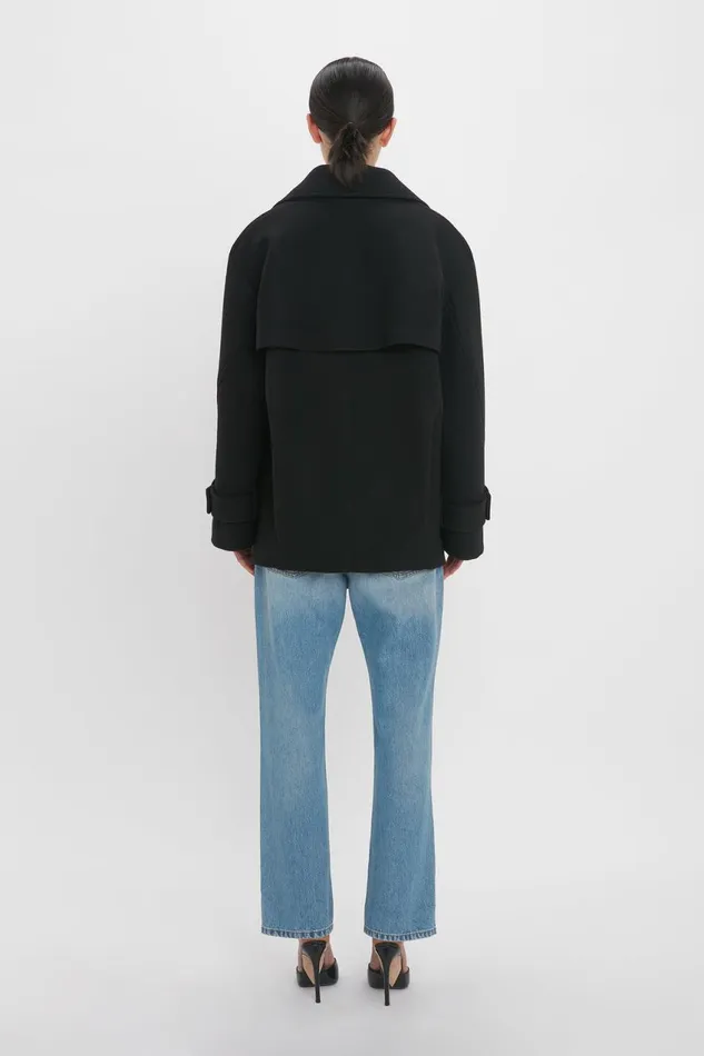 Jackets and Coats Women Victoria Beckham Oversized Pea Coat In Black Jackets and Coats Women Victoria Beckham Oversized Pea Coat In Black
