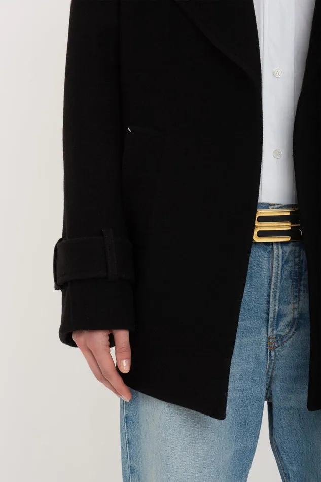 Jackets and Coats Women Victoria Beckham Oversized Pea Coat In Black Jackets and Coats Women Victoria Beckham Oversized Pea Coat In Black