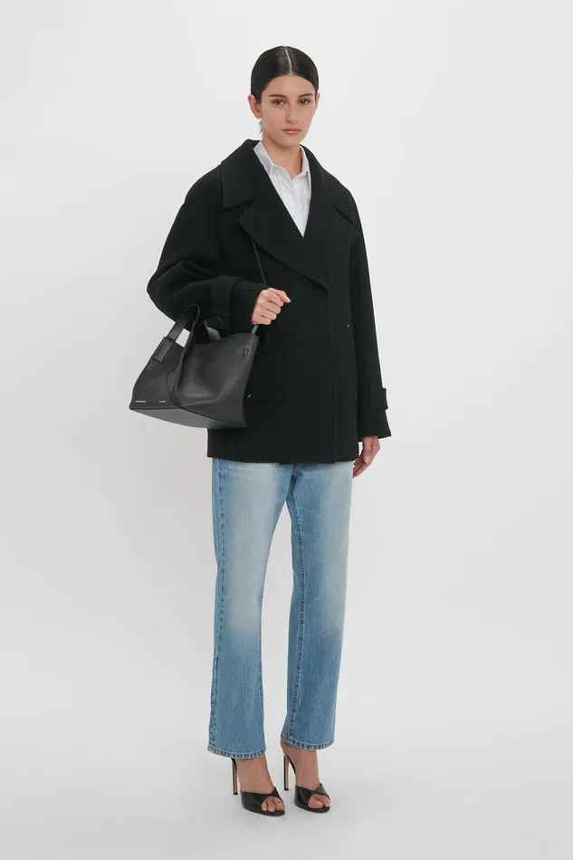 Jackets and Coats Women Victoria Beckham Oversized Pea Coat In Black Jackets and Coats Women Victoria Beckham Oversized Pea Coat In Black