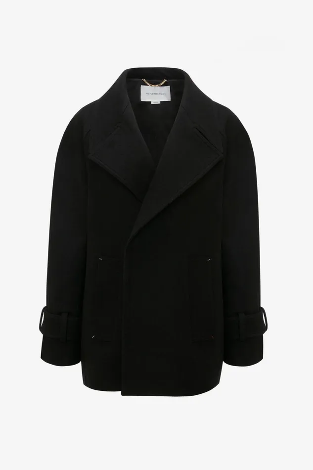 Jackets and Coats Women Victoria Beckham Oversized Pea Coat In Black Jackets and Coats Women Victoria Beckham Oversized Pea Coat In Black