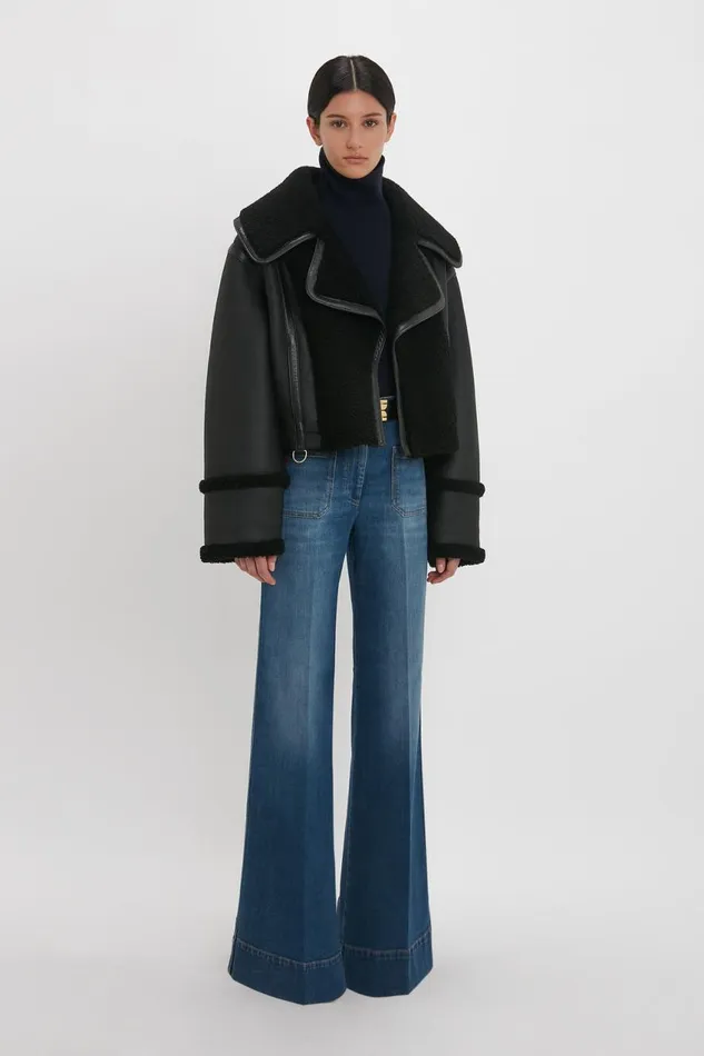 Jackets and Coats Women Victoria Beckham Shearling Jacket In Black Jackets and Coats Women Victoria Beckham Shearling Jacket In Black