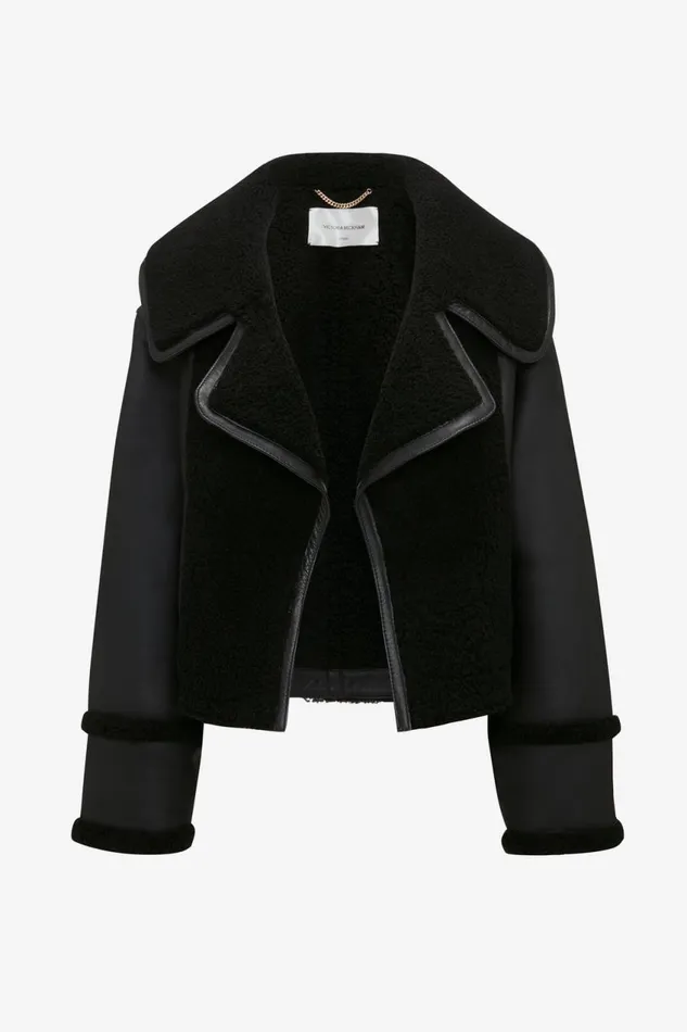 Jackets and Coats Women Victoria Beckham Shearling Jacket In Black Jackets and Coats Women Victoria Beckham Shearling Jacket In Black