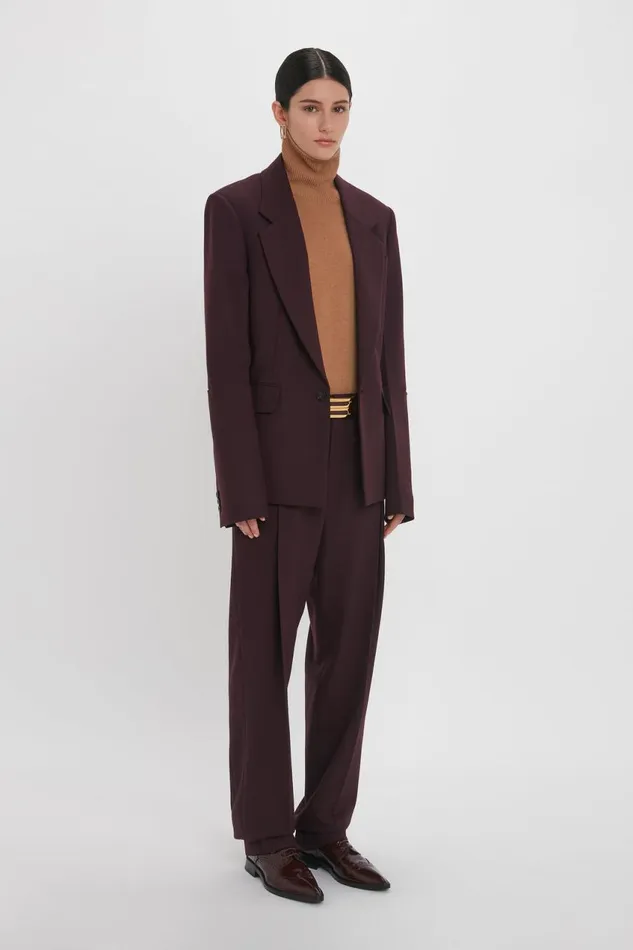 Jackets and Coats Women Victoria Beckham Sleeve Detail Patch Pocket Jacket In Deep Mahogany