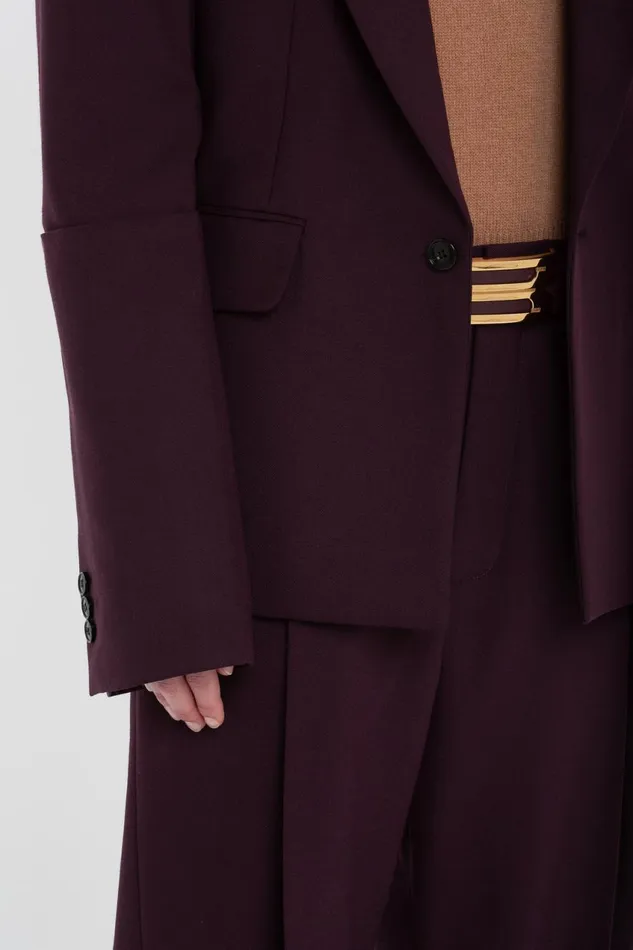 Jackets and Coats Women Victoria Beckham Sleeve Detail Patch Pocket Jacket In Deep Mahogany