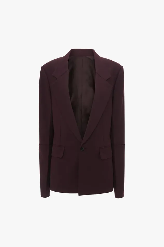 Jackets and Coats Women Victoria Beckham Sleeve Detail Patch Pocket Jacket In Deep Mahogany