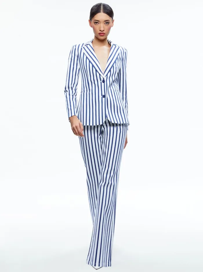 Jackets Coats Women Alice Olivia Breann Fitted Blazer Admiral Stripe Indigo
